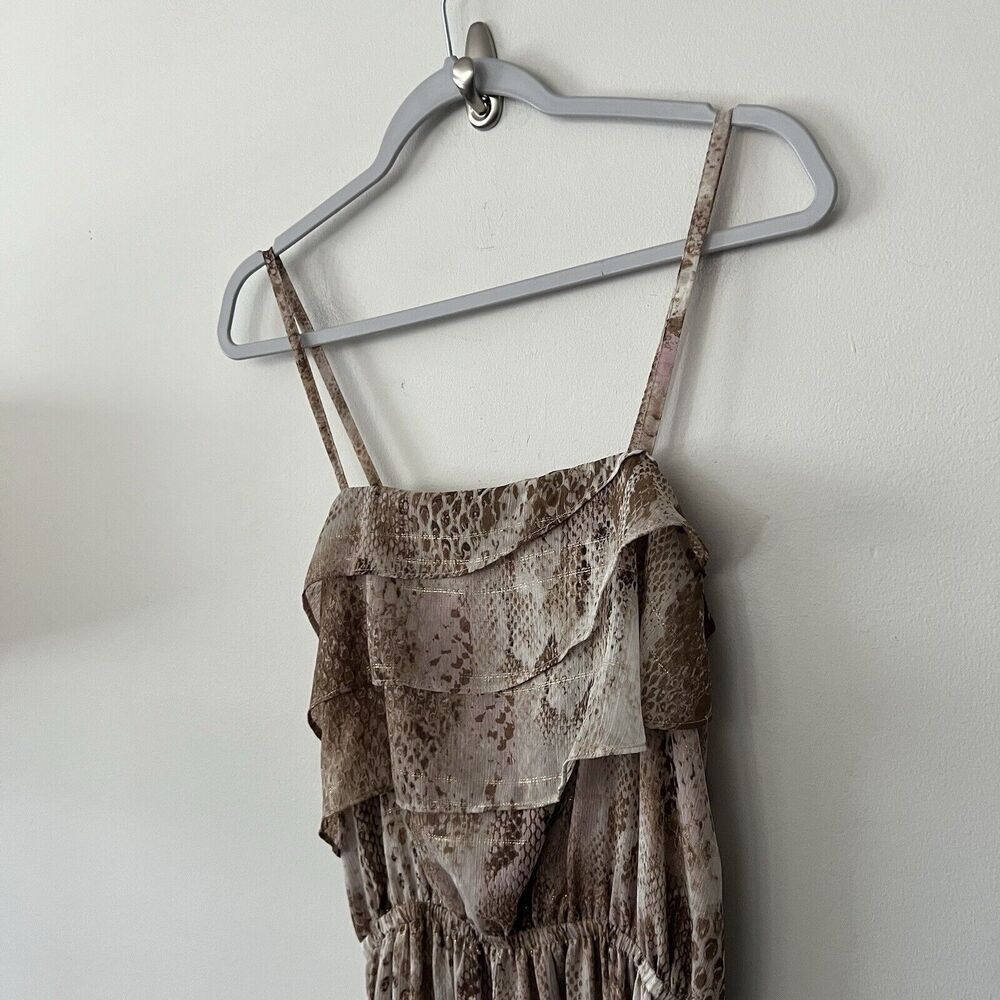 Express Maxi Dress Womens Medium Flowy Tiered Animal Print Mesh Chiffon Boho - Picture 4 of 14